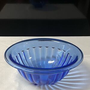 Vintage Hazel Atlas Cobalt Blue Pillar Optic Glass 6"  Mixing Bowl